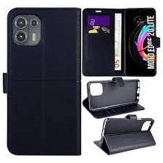 Kit 2X1 Motorola Moto Edge 20 Lite - Capa Carteira em Couro + Película Frontal em Ceramica 3D 9D Protetora do Vidro Premium