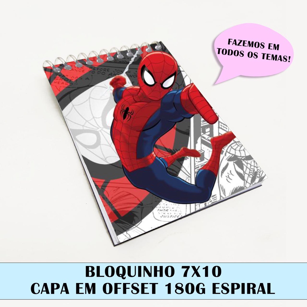 Bloquinho Personalizado homem aranha | Lembrancinha Festa Infantil | Brinde Exclusivo Tema homem aranha