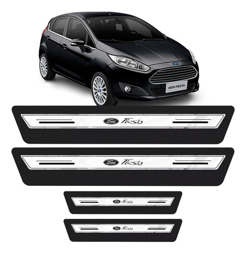 Soleira Adesiva Protetora De Porta Ford New Fiesta - Prata Platinum