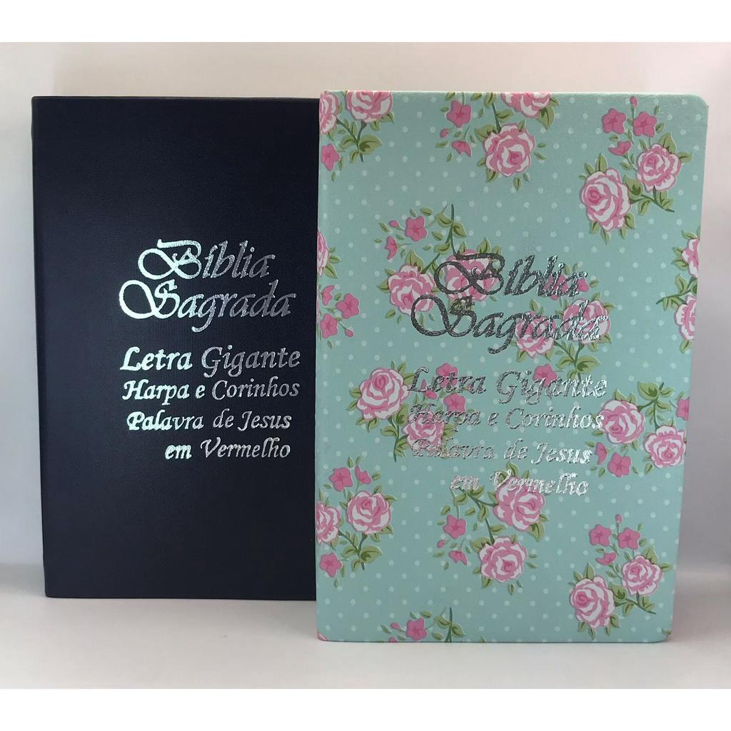 Kit com 2 Bíblias Sagrada com harpa Palavras de Jesus em Vermelho Tamanho Grande Casal 3 em Oferta na Shopee