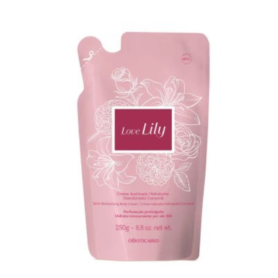 Refil Creme Acetinado Desodorante Hidratante Corporal Love Lily 250g ...