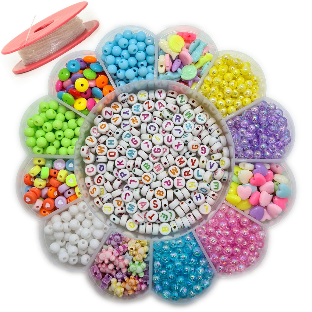 Maleta Infantil 1850 Peças + Silicone Micangas de fazer Pulseiras Miçangas Colares