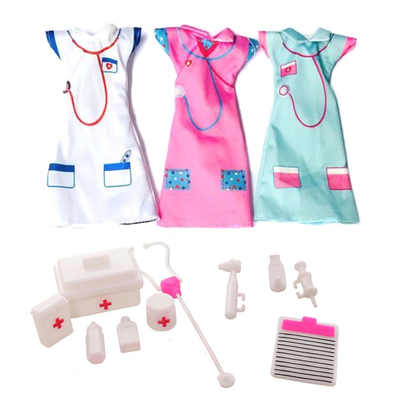 Kit Médico Criança Conjuntos De Brinquedo Meninas Crianças Brinquedos Boneca Roupas Sacos Medicien Caixa De Ferramentas Mini Acessórios Para Bonecas 11.5'DIY Fingir Jogar