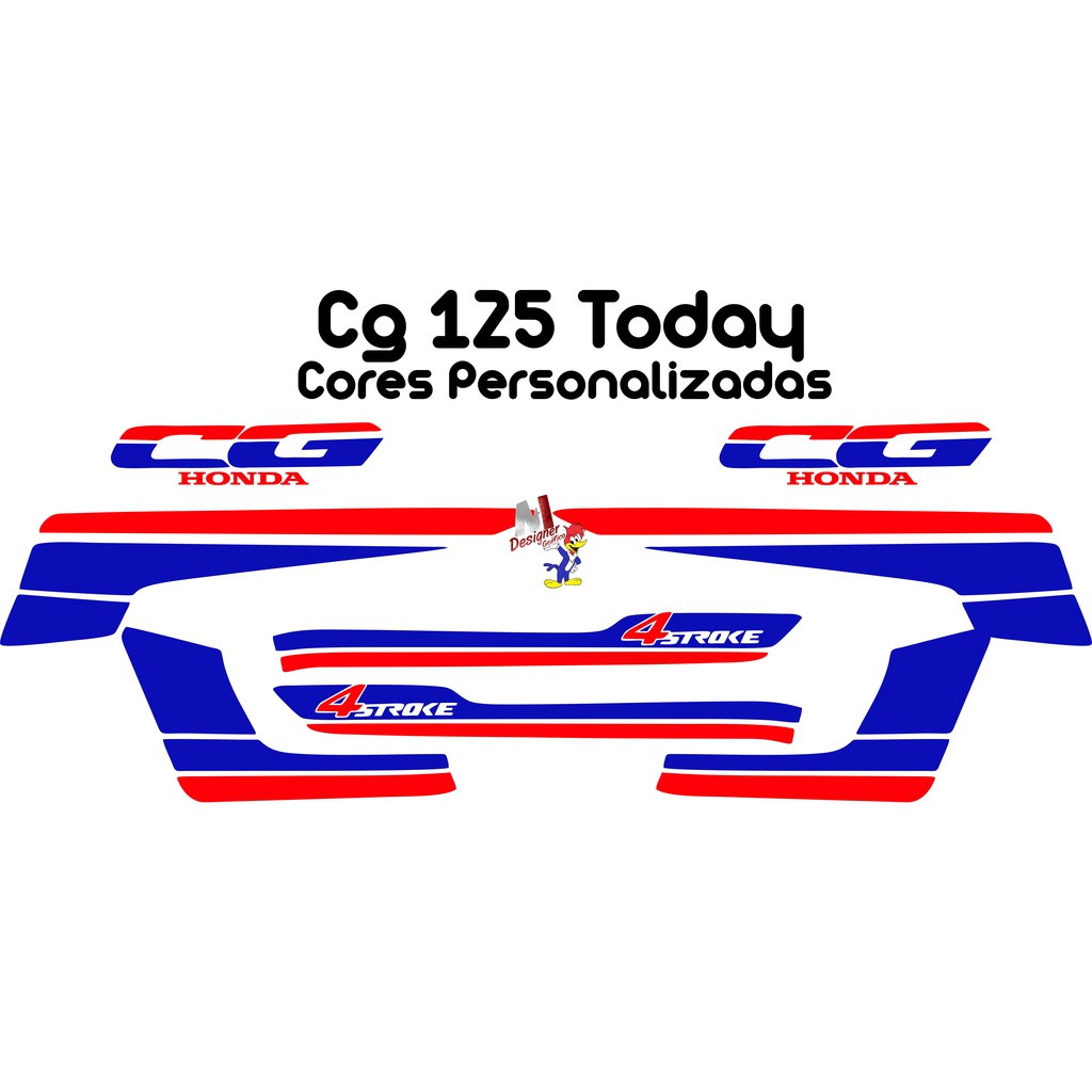Kit Jogo Faixas Adesivos Emblemas CG 125 Today Cores Personalizadas