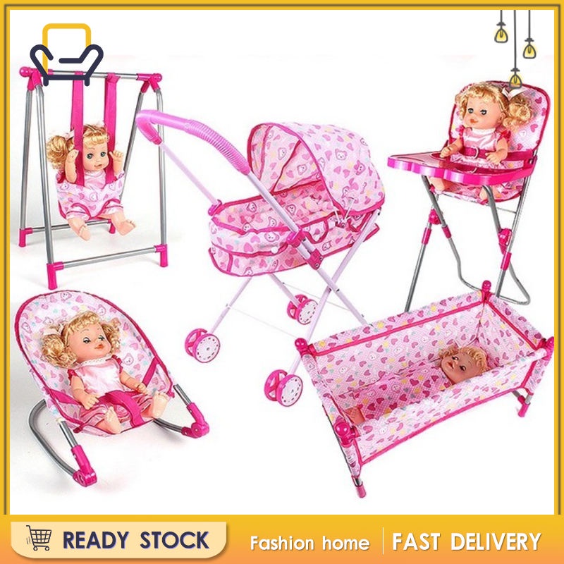 Mini 45 x 23 x 22cm / 17. 72 x 9. 06 x 8. 66pol Berço / Cama De Bebê / Brinquedo De Móveis Em Abs Para Boneca Reborn De
