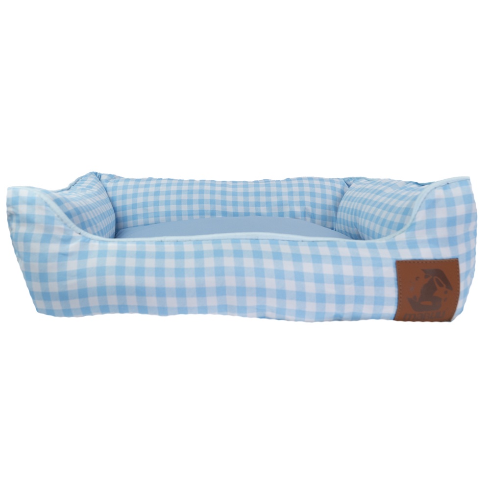 Cama Pet Caminha Grande Resistente Para Cachorro E Gato Caminha Vichy Azul - Tamanho G 112x102Cm