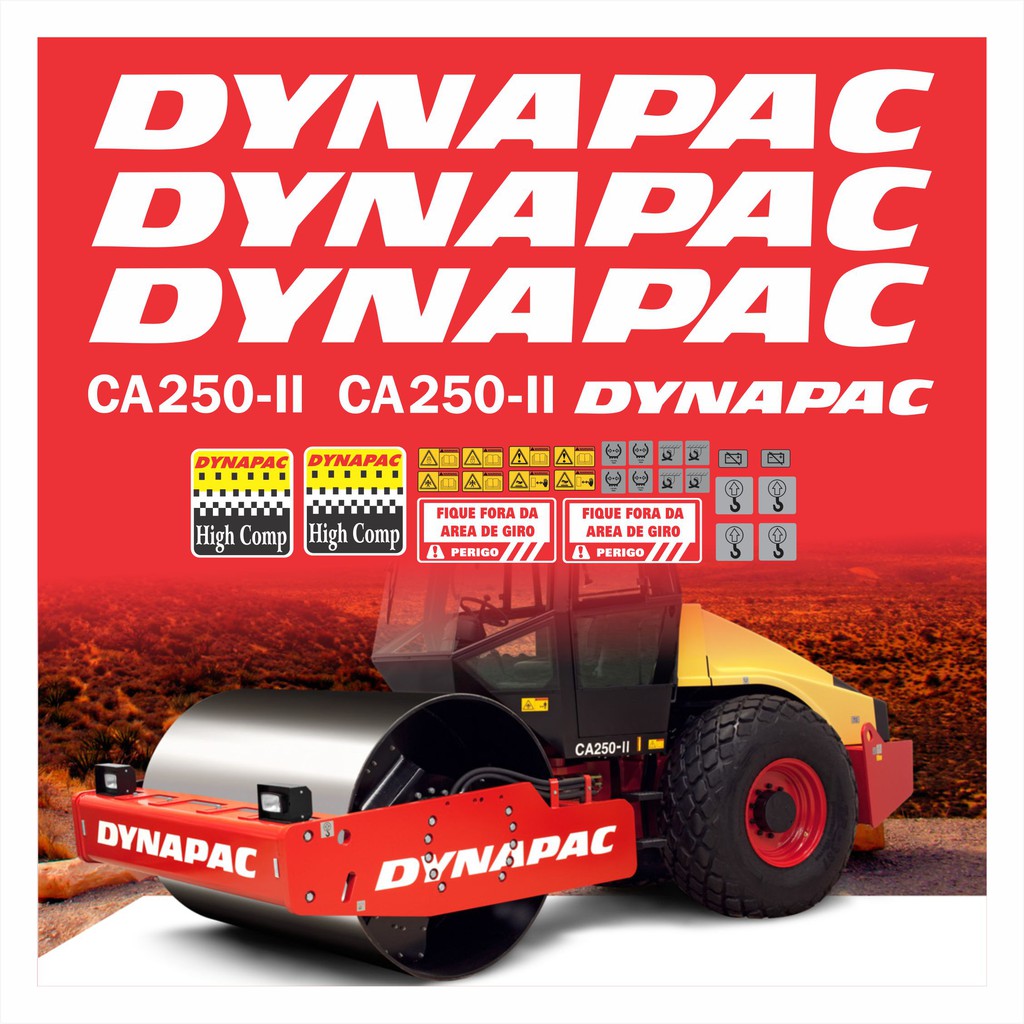Kit Adesivos Rolo Compactador Dynapac Ca 250-ii Ca250ii R767