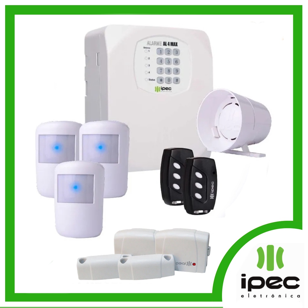 Kit Alarme Al4 Segurança Residencial Sem Fio 5 Sensor Ipec