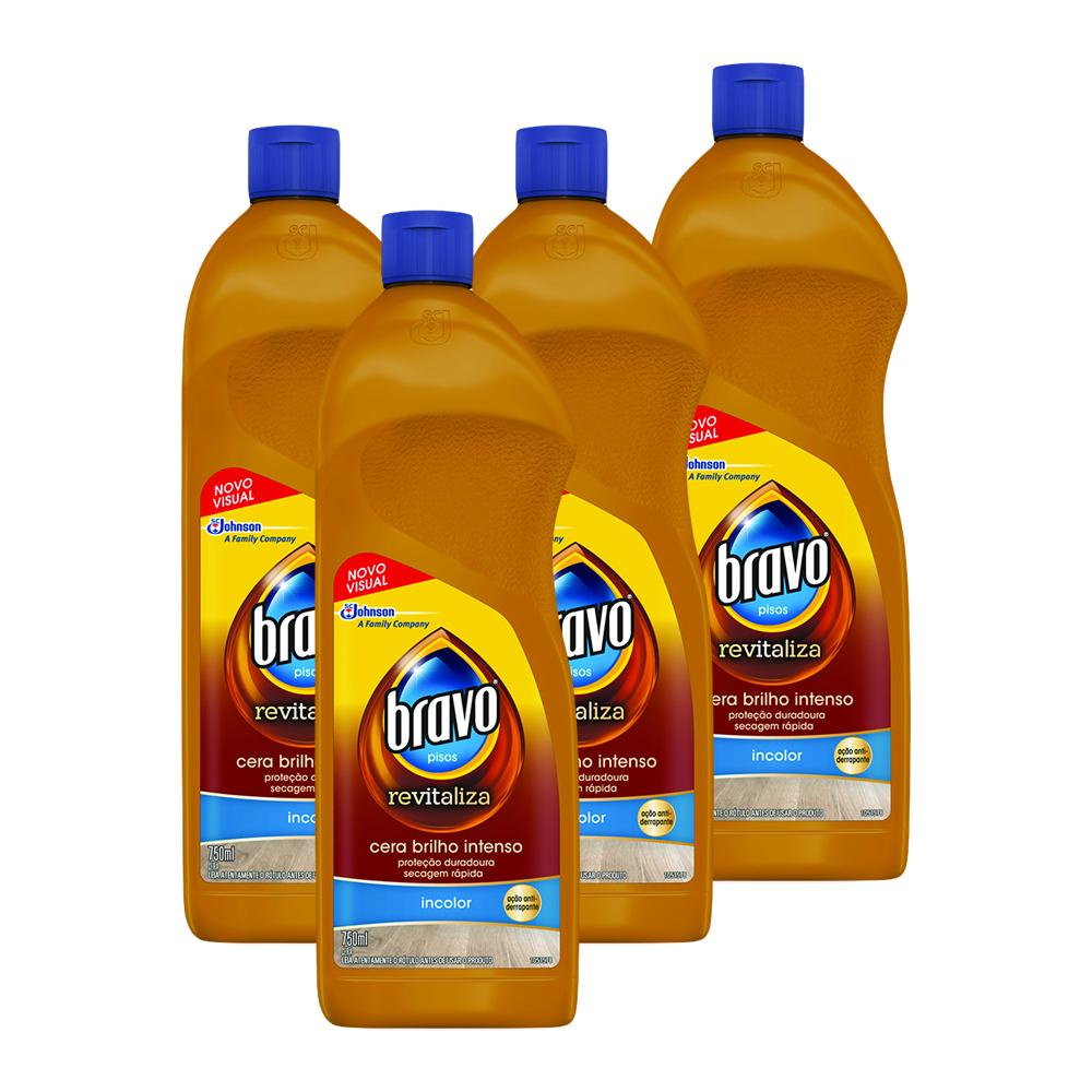 Kit 4 Cera Líquida Bravo Brilho Intenso Incolor  Revitaliza 750ml em Oferta na Shopee