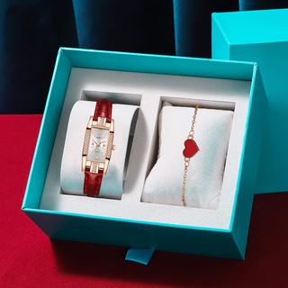 (Relógio + Pulseira) Da Moda Couro Damas Estrelado Céu Diamante Luxo Designer Marca Quartzo De Pulso Com Bracelete De Amor