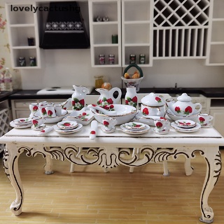400/15 Peças 1 : 12 Conjunto Pratos/Cup/Tea/Miniatura Talheres De Porcelana Para Dollhouse