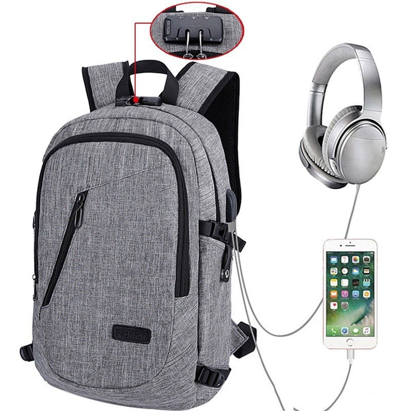 Mochila Bolsa Resistente Oxford Impermeável Antifurto USB Fone de Ouvido Escola Universitária Estudante Qualidade