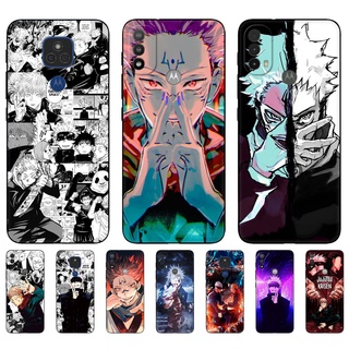 Capa Protetora Flexível De Silicone/Tpu Preto Anime Jujutsu Kaisen Para Motorola Moto E20/E30/E40/E7 Plus
