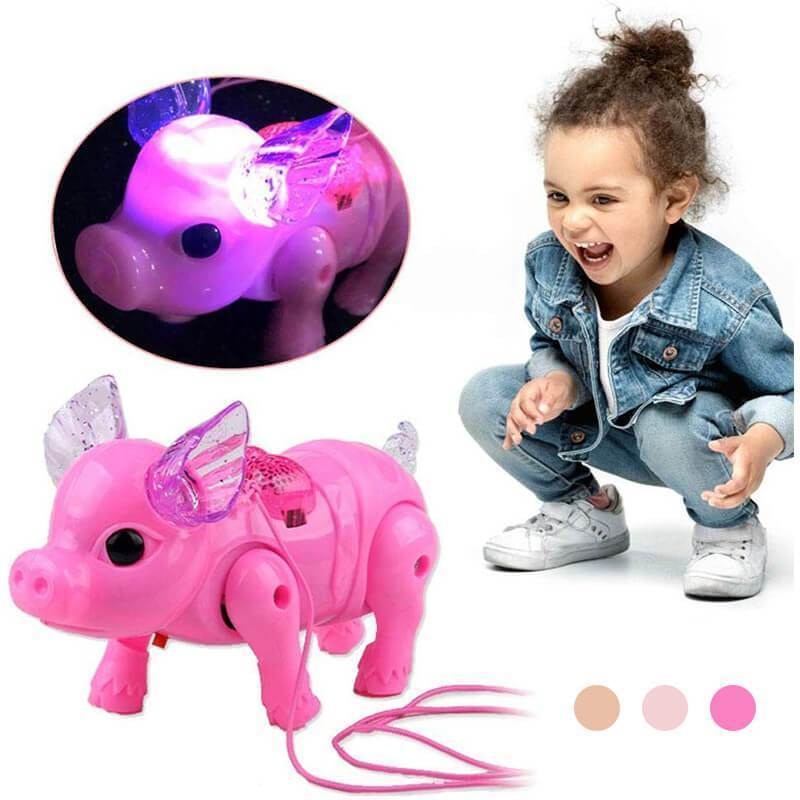 Atacado Novo brinquedo elétrico de porco ambulante cor-de-rosa com luz musical para crianças brinquedos eletrônicos engraçados para presentes de aniversário de crianças
