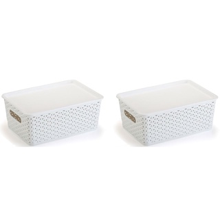 2 Caixas Organizadoras Rattan Branca 6,5 Litros C/ Tampa