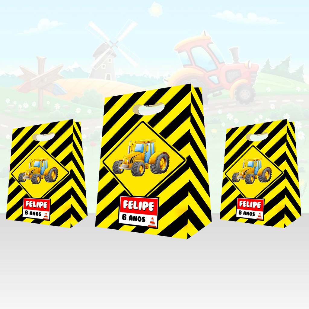 15 Sacolinhas Tema Trator Lembrancinhas Personalizadas em Oferta na Shopee
