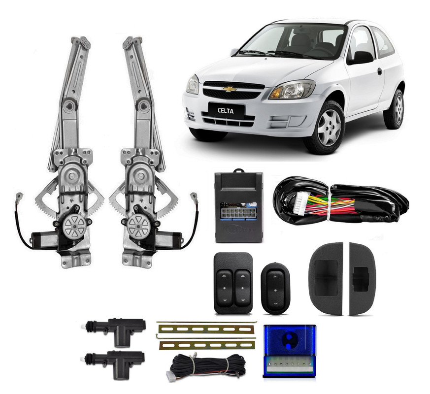 Kit Vidro Eletrico Celta 2 Portas  2003 2004 2005 spirit vhc super + Trava eletrica