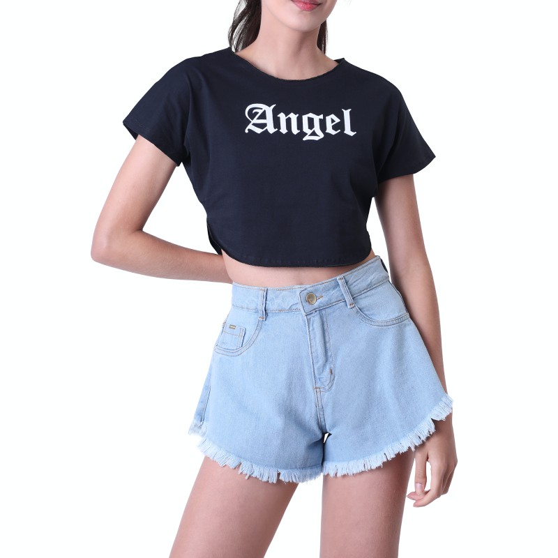 Cropped Top Blusa Feminina Angel Asas Roupas Femininas