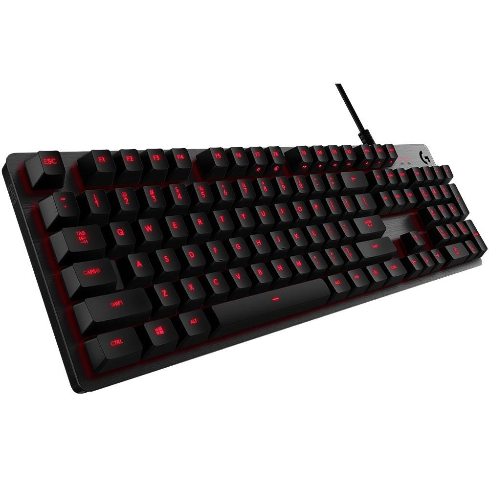 TECLADO LOGITECH GAMER G413 CARBON MECANICO LED VERVELHO SWITCH ROMER-G TACTILE ABNT2