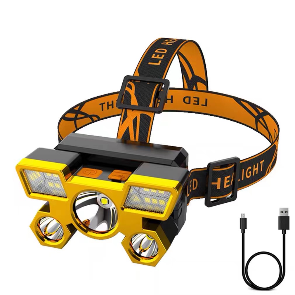 Lanterna Holofote De Cabeça 5 LED Super Brilhante À Prova D 'Água USB Recarregável 4 modos/Lanterna Holofote 5 LED Super Brilhante Prova Dágua USB Recarregavel