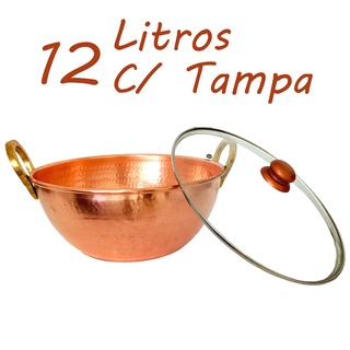 Tacho De Cobre Puro Com de Vidro 12 Litros