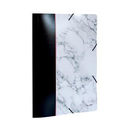 PASTA COM ABA ELASTICA PLASTICA PARA SE ORGANIZAR STONE PRETA A4 DESIGNER MODERNO ENVIO EM 24 HORAS