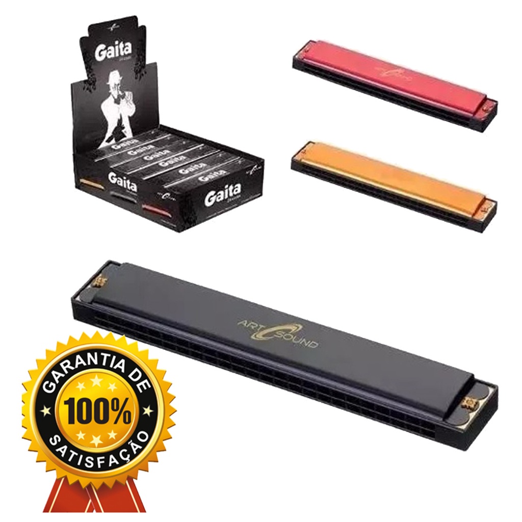 Gaita Pocket Em Aluminio 24 Vozes Harmonica Com Afinacao C.