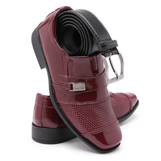 Kit Sapato Social Infantil Masculino Varias Cores Com Cinto 444 Bico Quadrado Barato Conforto Leve em Oferta na Shopee