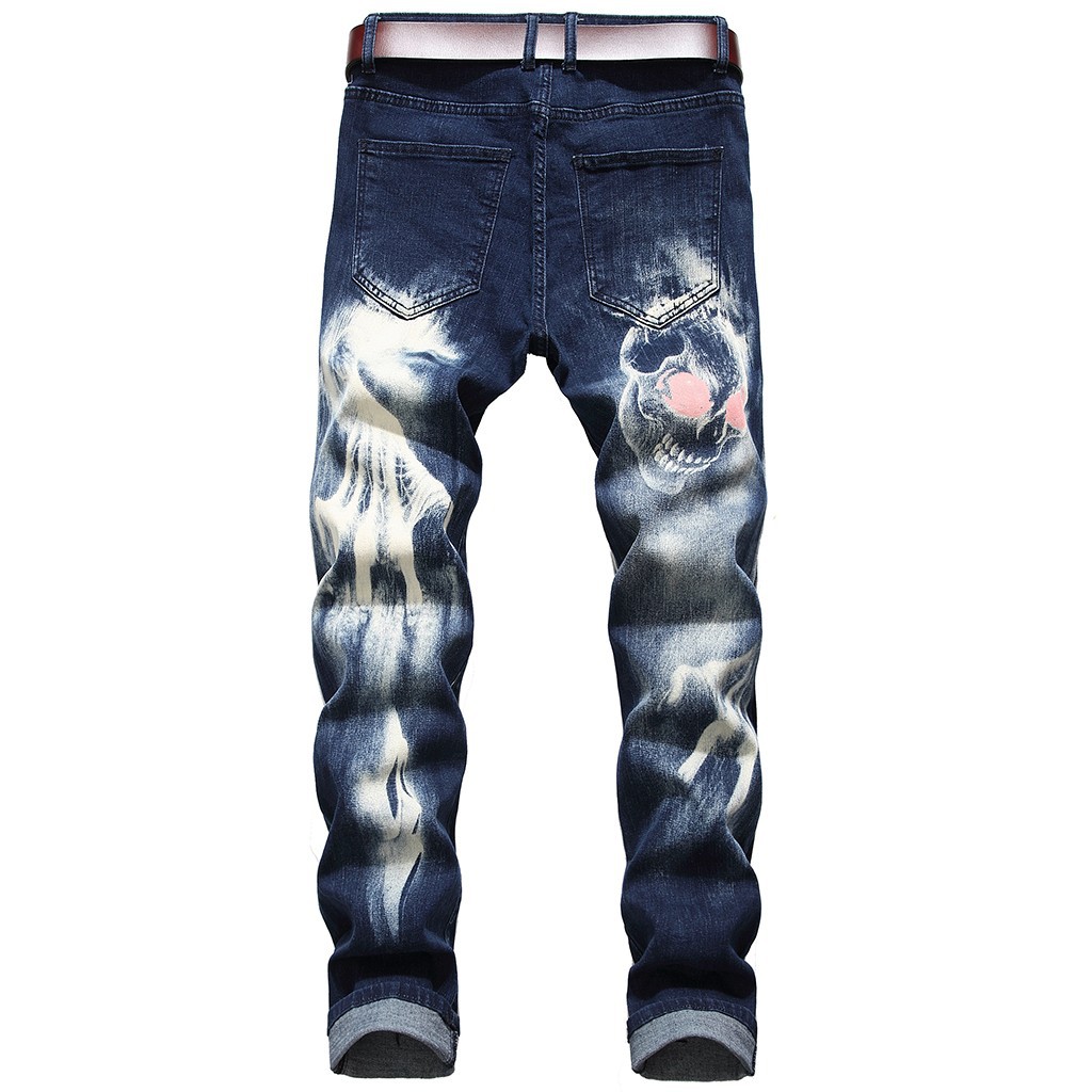 calça jeans estampada masculina