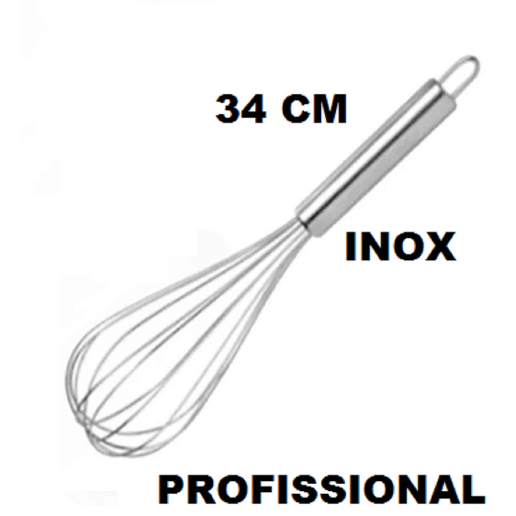 Batedor De Clara Em Neve Ovos Fuet Grande Profissional Inox 34 Cm