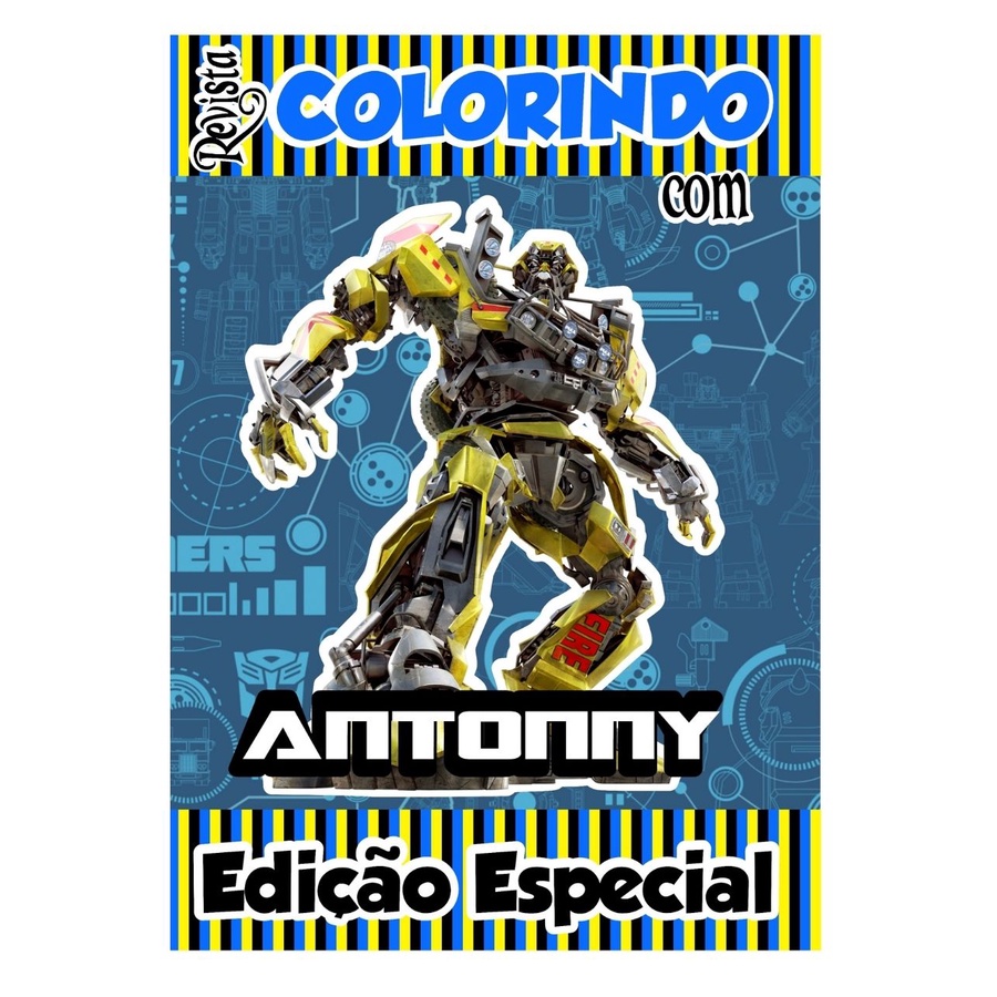 Livro De Colorir Personalizado / Revistinha de Colorir  - Tema Transformers