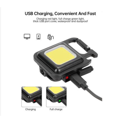 Mini Lanterna  Recarregável Multifuncional Luz De Emergência USB COB chaveiro Barraca Acampamento em Oferta na Shopee