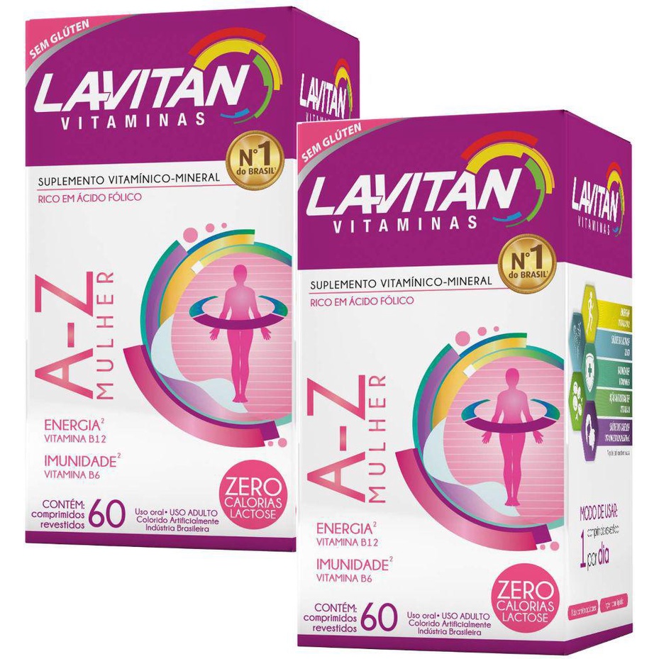 Kit 02 Unidades Lavitan A-Z Mulher Cimed com 60 comprimidos cada