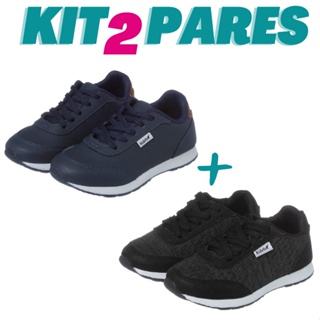 Kit 2 Pares de Tênis Infantil Masculino Menino Jogging Marinho e Preto Kidstep em Oferta na Shopee