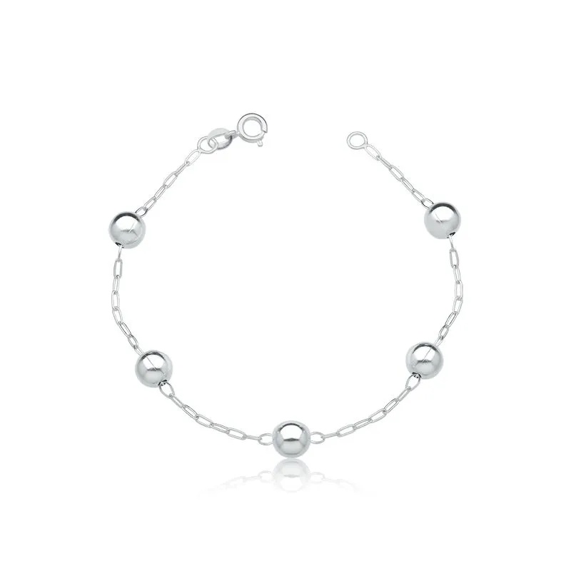 Pulseira de Prata 925 Pura Bolas 5mm