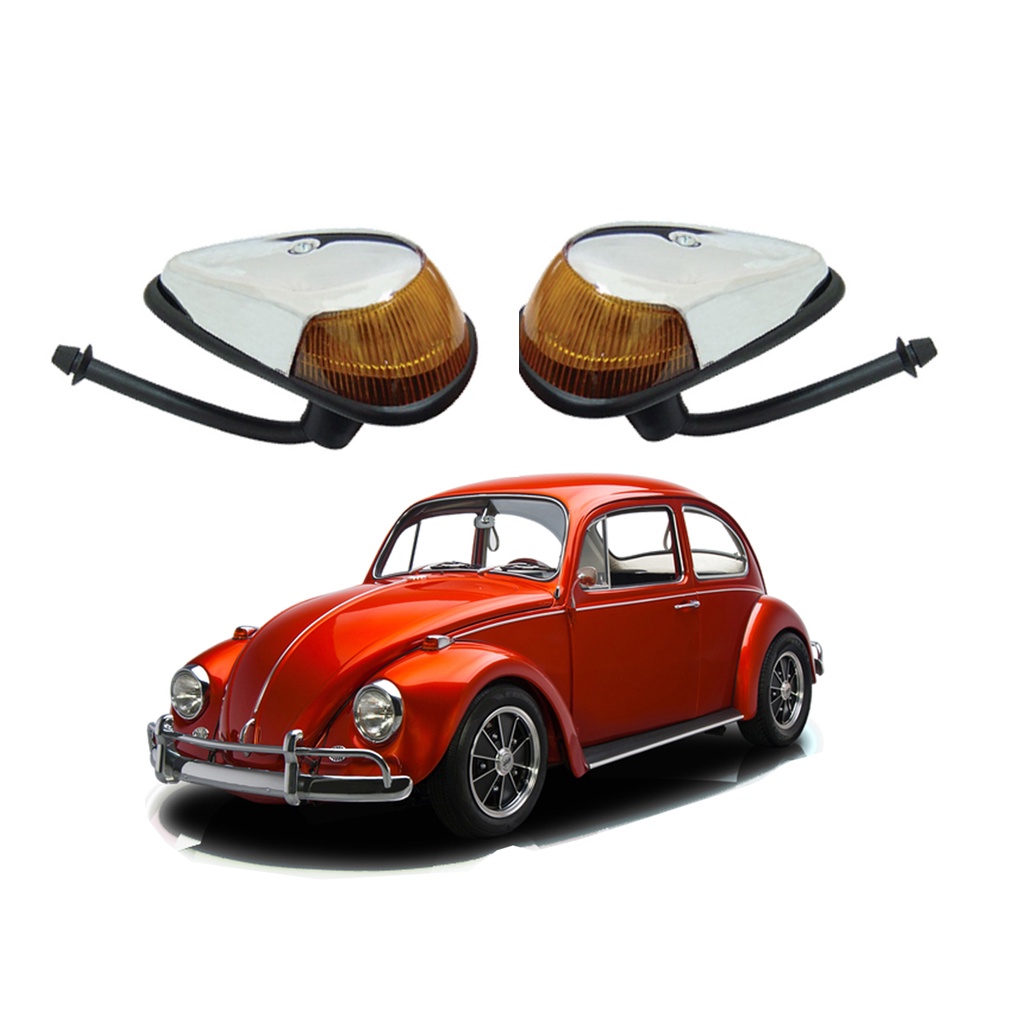 PAR DE LANTERNA DIANTEIRA VW 1300/1500 COM CAPA CROMADA AMBAR