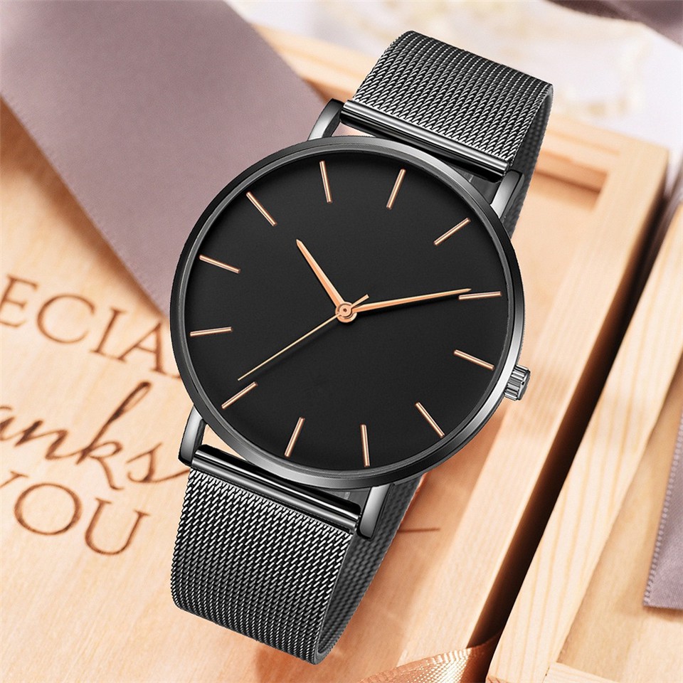 Relógio De Pulso Feminino Minimalista Ultra Fino Com Pulseira Rose Gold — imagem 2 de 2