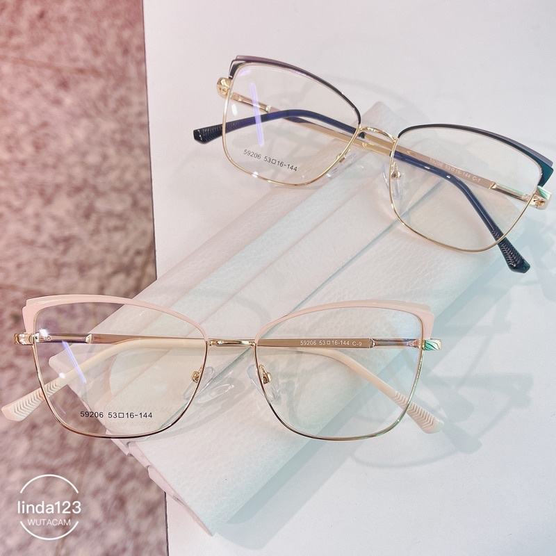 Armação De Óculos Feminino Quadrado Gatinho Metal Promoção 59206 em Oferta na Shopee