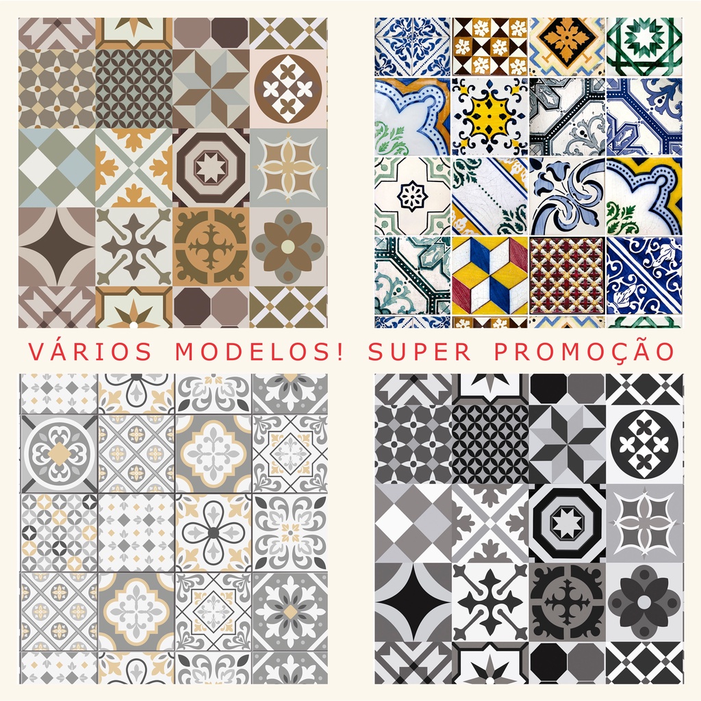 Papel De Parede Para Cozinha Azulejo Autoadesivo 57cm X 57cm Diversos Modelos