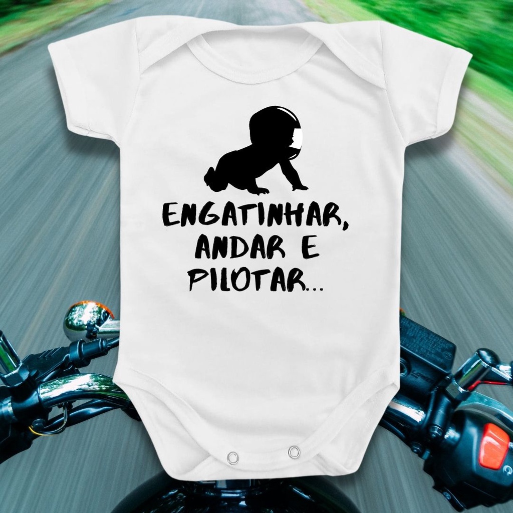 Body Roupa De Bebê Frases Moto Engatinhar Pilotar Divertido em Oferta na Shopee