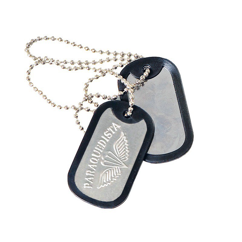 Colar Corrente com Plaqueta de Identificação Dog Tag - Paraquedista