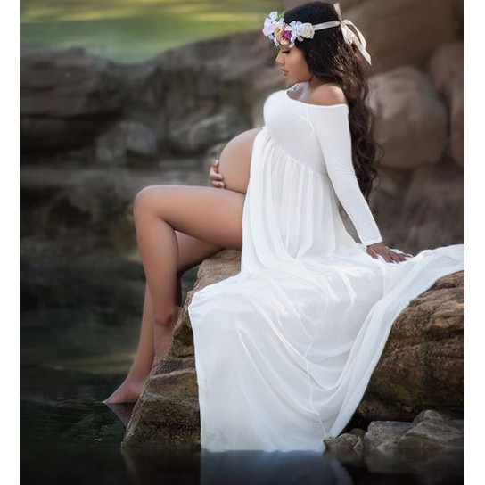 Vestido Gestante Ensaio Fotográfico Gravida, Manga Longa G01 em Oferta na Shopee