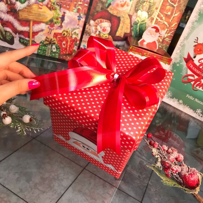 Caixa de Presente Natal Flocos de Neve com Laço Lembrancinha Natal  Embalagem Panetone Natalina Papai Noel | Shopee Brasil