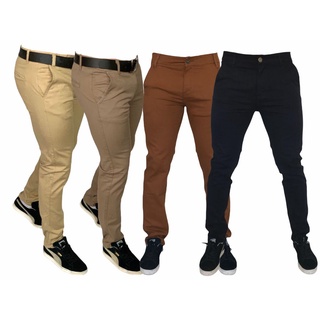 Calça Masculina Sarja Slim Estilo Chino Bege
