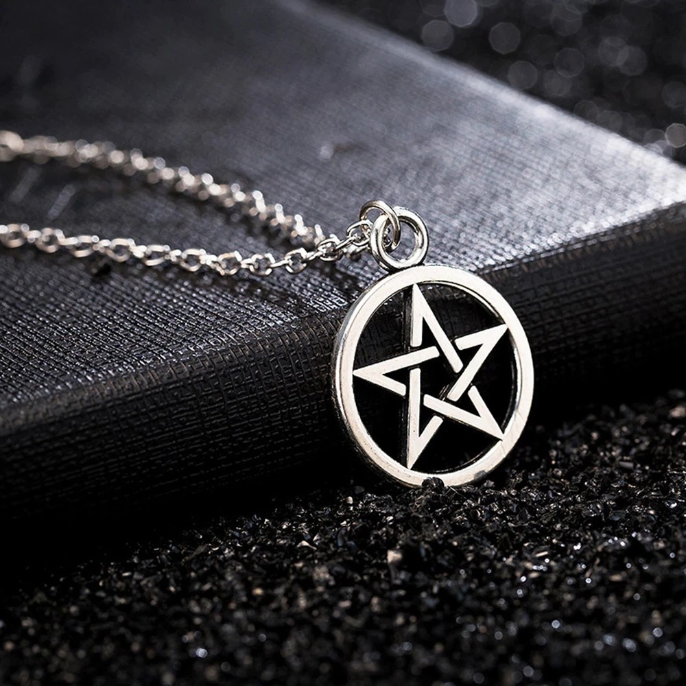 Colar Corrente masculino feminino pentagrama estrela de davi Alternatico Wicca Gótico supernatural em Oferta na Shopee