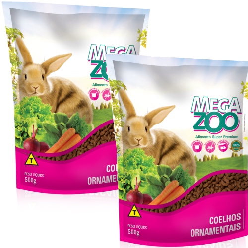 Kit 2 Alimento Extrusado Para Coelhos Adultos 500g - Megazoo em Oferta na Shopee