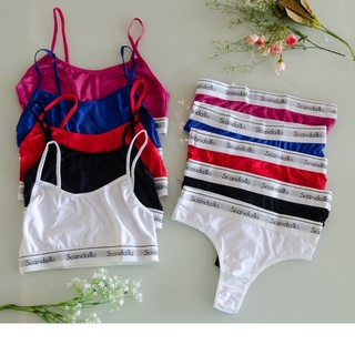 Conjunto Top Sem Bojo Feminino Calcinha Fio Dental Para Vestido de microfibra