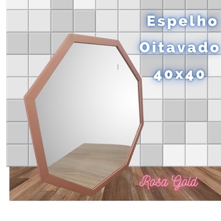 Espelho Oitavado 40x40, Moldura em Madeira e Pendurador de Parede; para Decoração Produto de Qualidade.