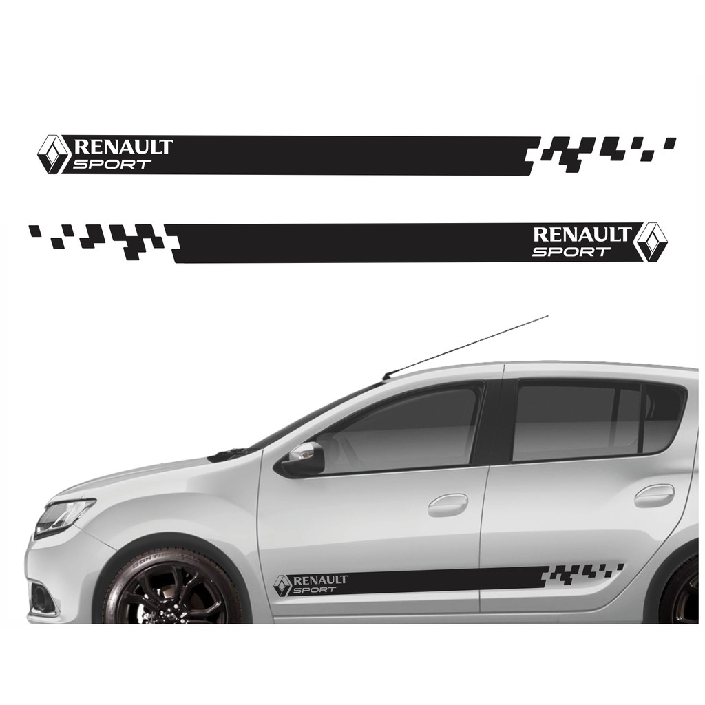 Kit Par Adesivos Sandero Renault Sport Faixas Laterais R909