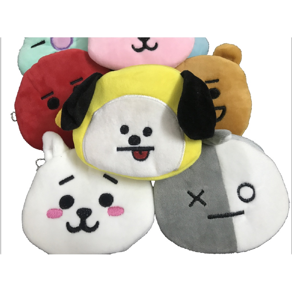 BTS BT21 Mini Bolsa Para Moedas De Pelúcia Troca Dinheiro Pequena Moeda Carteira Minimalista
